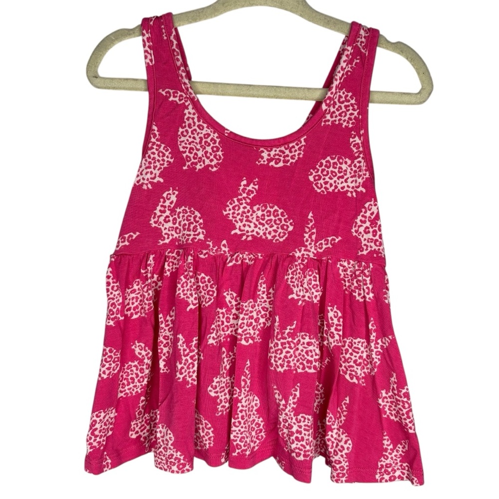 Posh Peanut bamboo twirl tank top bunny Pink White Sleeveless size 2T
